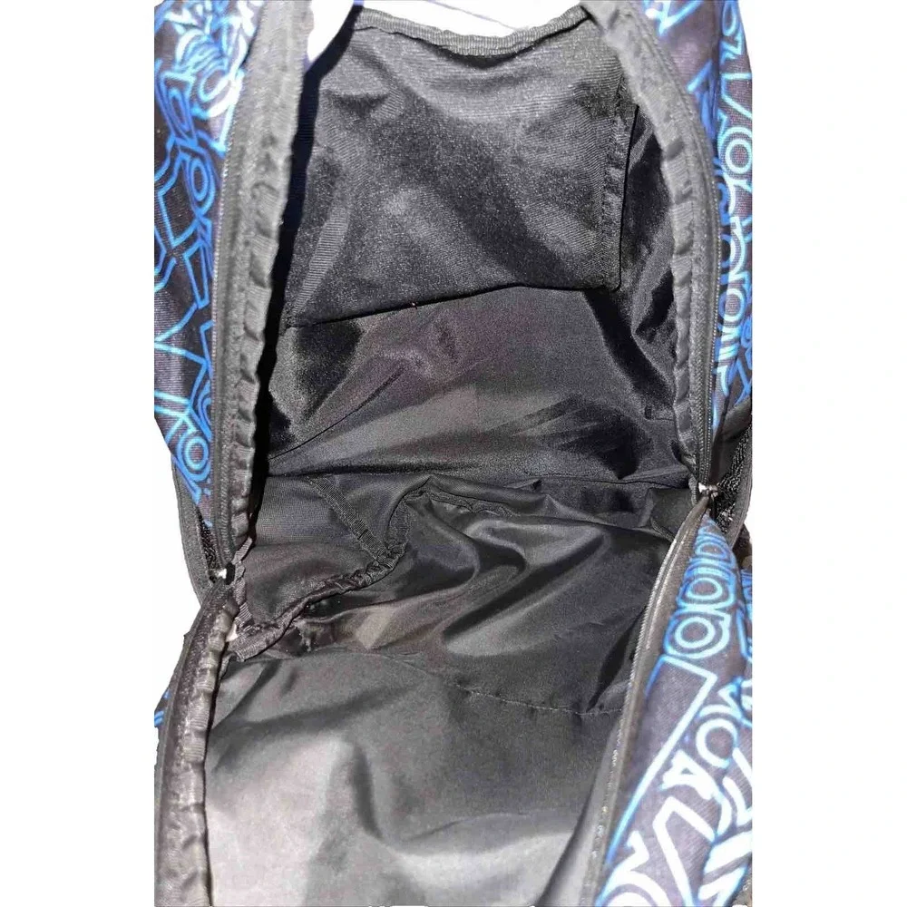 Adidas Stratton 3 Large Backpack Blue Black Logo Print Neon Yellow Accents Clean